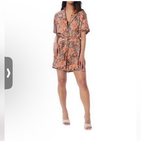 Lita by Ciara Pants - Lita by Ciara Italian Floral Leopard Print Satin Belted Romper  $348
